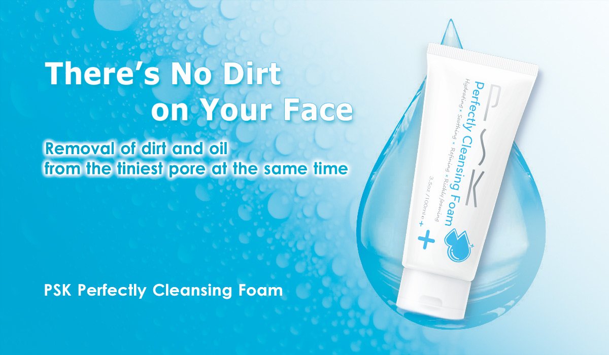 PSK Perfectly Cleansing Foam removes dirt and oil from the tiniest pore.